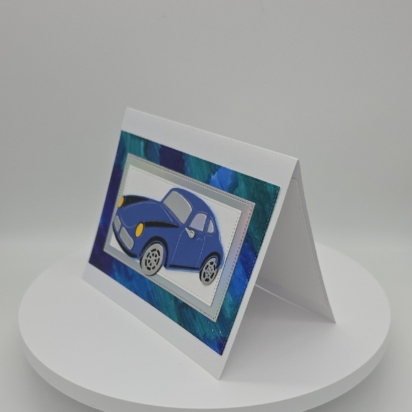 Blue Car Greeting Card - Picture 3 of 4